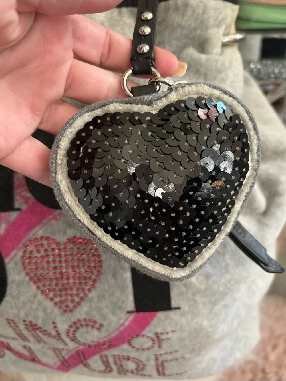 Vintage Juicy Couture Grey Velour Bling No.1 Darling Of Couture Large Hobo Bag